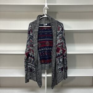 Roxy Aztec Print Draped Knit Cardigan Sweater Size Medium Western Americana